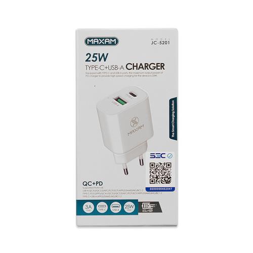 Cargador de Pared Maxam 2 USB + Cable Tipo C		 		