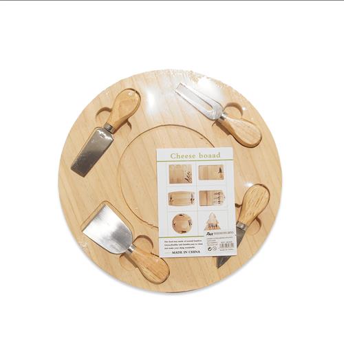 Tabla de quesos con cuchillos, set de 5 piezas		 		