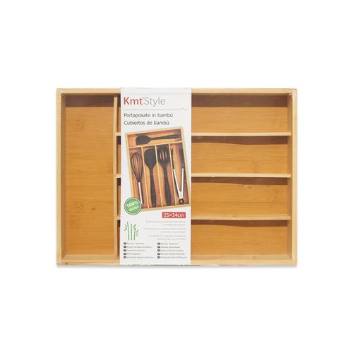 Organizador de cubiertos de bambú 25x34 cm		 		