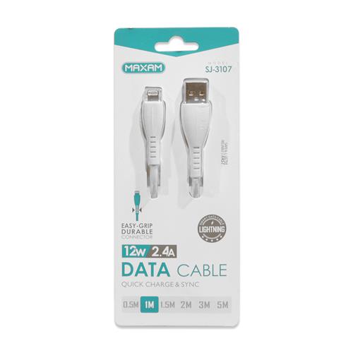 Cable Maxam USB a Lightning 1 Metro 2.4A Reforzado		 		