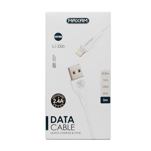 Cable Maxam USB a Lightning 1 Metro 3A Reforzado		 		