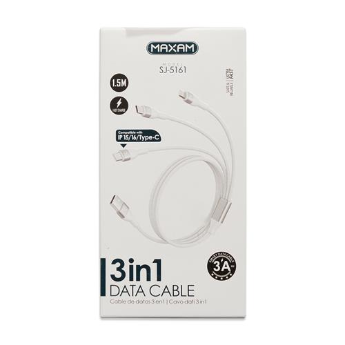 Cable Maxam USB a Lightning 1 Metro 2.4A Reforzado Blanco		 		