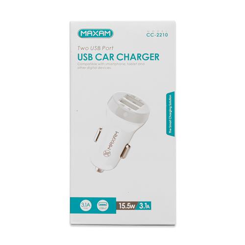 CC-2210-BG blanco y gris, cargador de coche de doble puerto de 3,1A