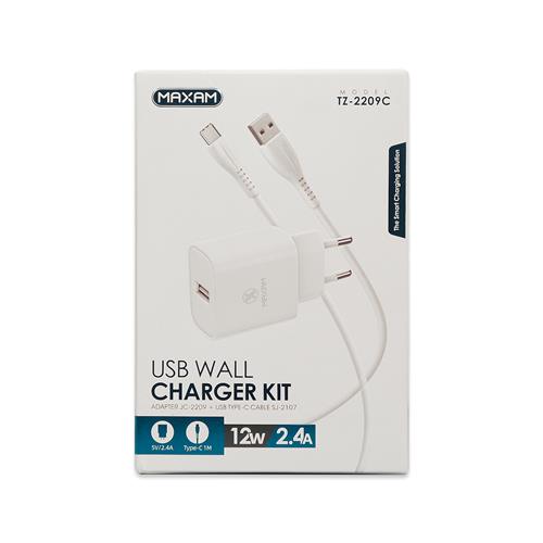 Kit de Carga Maxam Auto y Pared USB Tipo C 2.4A		 		