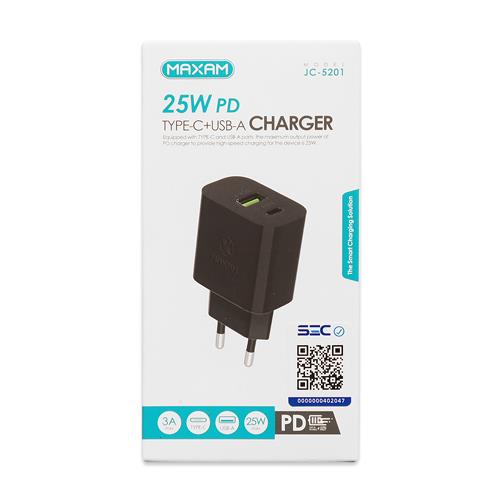 Cargador de Pared Maxam 2 USB + Cable Tipo C		 		