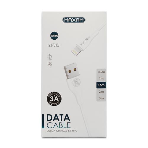 Cable Maxam USB a Lightning 1 Metro 2.4A Reforzado		 		