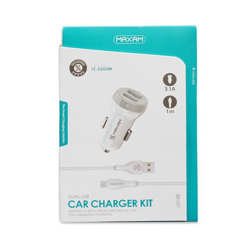 Kit de Carga para Auto Maxam 2 USB 3.1A Micro USB		 		
