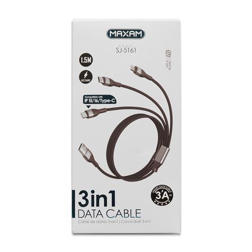 Cable Maxam USB a Lightning 1 Metro 2.4A Reforzado NEGRO		 		